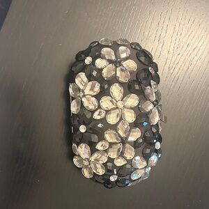 Olga Berg Black and Silver Embellished Clutch
